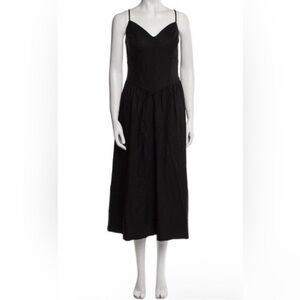 knee length dresses for ladies The Mykonos - Solid Black Linen Beach Dress